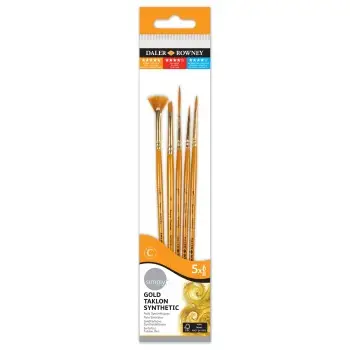 Simply Ακρυλικά Πινέλα Gold Taklon Σετ 5τμχ - Short Handle #1