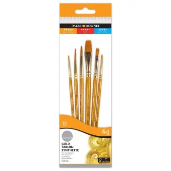 Simply Ακρυλικά Πινέλα Gold Taklon Σετ 6τμχ - Short Handle #1