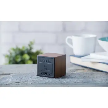 Cube Click Clock Gingko - Walnut (με πράσινα ψηφία)