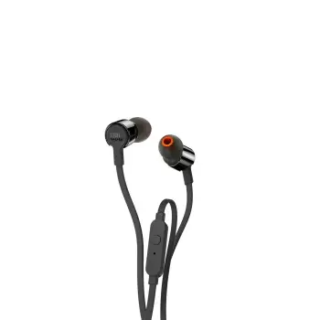 JBL T210E, InEar Universal Headphones 1-button Mic,Remote (Black) - JBLT210BLKE
