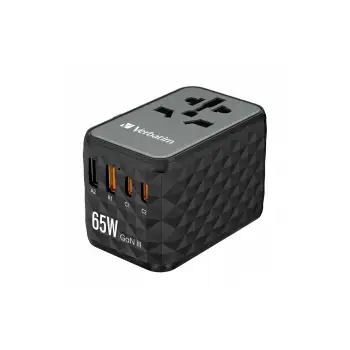 Verbatim UTA-05 GaN III Universal Travel Adapter with 2 x USB-C PD 65W   QC 4+ 2 x USB-A