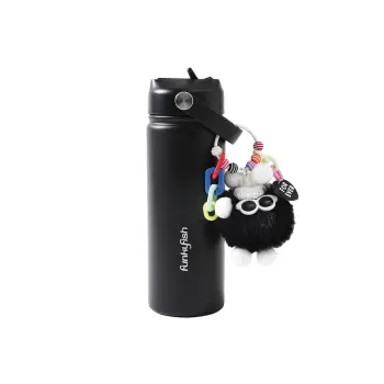 Ανοξείδωτο Μπουκάλι Θερμός με Καλαμάκι Charms Black 500ml 300-30343 Funkyfish