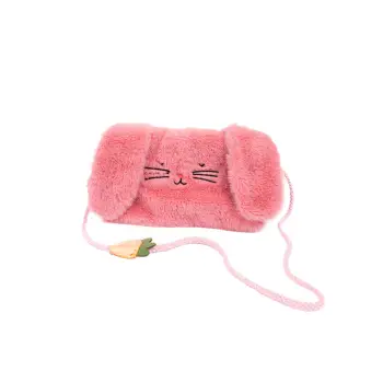 Great Pretenders γούνινο τσαντάκι-πορτοφόλι ροζ `Κουνελάκι`