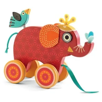Djeco Ξύλινη τρεχαλίτσα ελεφαντακι indy
