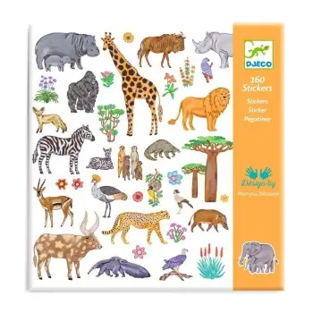 Djeco 160 αυτοκόλλητα σε 4 καρτέλες `Σαφάρι`