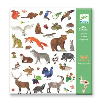 Djeco 160 Αυτοκόλλητα σε 4 καρτέλες `Τα Ζώα της Ευρώπης`