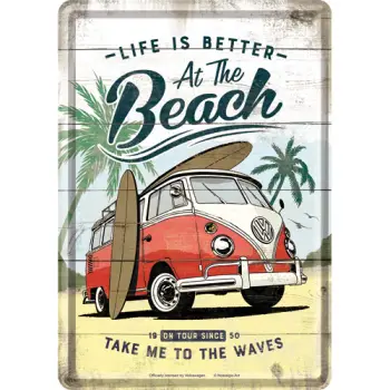 Nostalgic Μεταλλική κάρτα σε φάκελο Volkswagen VW Bulli - Beach