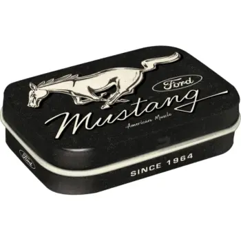 Nostalgic Μεταλλικό κουτάκι με μέντες Ford Mustang - Horse Logo Black 15gr