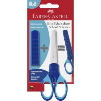 FABER CASTELL ΨΑΛΙΔΙ GRIP ΜΠΛΕ ΜΕ ΠΡΟΣΤΑΤΕΥΤΙΚΟ