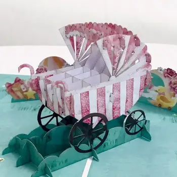 ΚΑΡΤΑ ΓΕΝΝΗΣΗΣ ΚΑΡΟΤΣΙ ΡΟΖ ORIGAMI