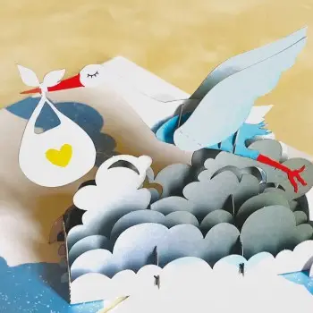 ΚΑΡΤΑ ΓΕΝΝΗΣΗΣ ΠΕΛΑΡΓΟΣ ΓΑΛΑΖΙΟ ORIGAMI