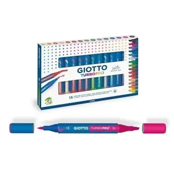 Μαρκαδόροι με διπλή μύτη Giotto Turbo Pro σετ 15τμχ