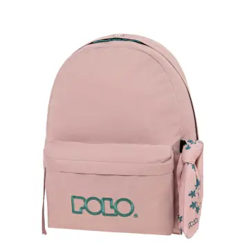 ΣΑΚΙΔΙΟ POLO ORIGINAL SCARF ΡΟΖ ΜΕ ΤΙΡΚΟΥΑΖ ΡΑΦΕΣ