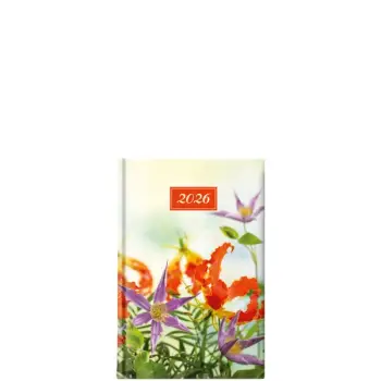 ΘΕΟΦΥΛΑΚΤΟΣ ΗΜΕΡΟΛΟΓΙΟ ΗΜΕΡΗΣΙΟ Orange Violet Flowers 2026