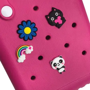 CACTUS CROQBAG με διακοσμητικά pins 16x20 cm - ΦΟΥΞΙΑ