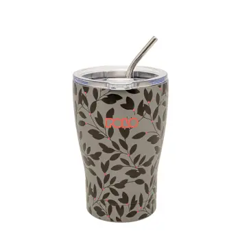 COFFEE MUG 350ML ΓΚΡΙ ΜΕ ΦΥΛΛΑ