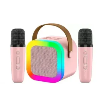 Ασύρματο Ηχείο Bluetooth με 2 μικρόφωνα Karaoke K12 ροζ ή μπλε