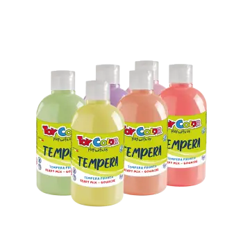 TOY COLOR ΤΕΜΠΕΡΑ SUPER WASHABLE ΧΑΡΤΙΝΟ ΚΟΥΤΙ 6 ΧΡΩΜΑΤΑ 500ml PRIMARY PASTEL