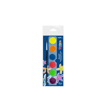 TOY COLOR ΝΕΡΟΧΡΩΜΑΤΑ ΜΕ ΠΙΝΕΛΟ ΠΛΑΣΤΙΚΟ BLISTER 6 ΧΡΩΜΑΤΑ Φ22mm PRIMARY NEON