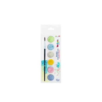 TOY COLOR ΝΕΡΟΧΡΩΜΑΤΑ ΜΕ ΠΙΝΕΛΟ ΠΛΑΣΤΙΚΟ BLISTER 6 ΧΡΩΜΑΤΑ Φ22mm PRIMARY PEARLY
