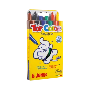 TOY COLOR ΜΑΡΚΑΔΟΡΟΣ JUMBO SUPERWASHABLE ΧΑΡΤΙΝΟ BLISTER 6 ΧΡΩΜΑΤΑ Φ5mm KIDS ΑΣΣΟΡΤΙ 12  (Το προιόν πωλείται σε μεμονωμένα τεμάχ