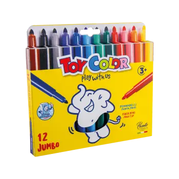 TOY COLOR ΜΑΡΚΑΔΟΡΟΣ JUMBO SUPERWASHABLE ΧΑΡΤΙΝΟ BLISTER 12 ΧΡΩΜΑΤΑ Φ5mm KIDS ΑΣΣΟΡΤΙ 6  (Το προιόν πωλείται σε μεμονωμένα τεμάχ