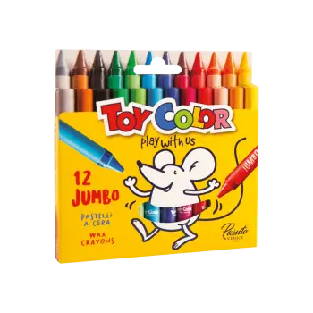 TOY COLOR ΚΡΑΙΓΙΟΝ ΚΕΡΙΝΟ JUMBO ΧΑΡΤΙΝΟ BLISTER 12 ΧΡΩΜΑΤΑ Φ11mm KIDS ΑΣΣΟΡΤΙ