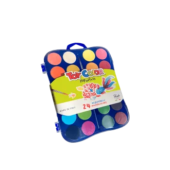 TOY COLOR ΝΕΡΟΧΡΩΜΑΤΑ ΜΕ ΠΙΝΕΛΟ ΠΛΑΣΤΙΚΟ BLISTER 24 ΧΡΩΜΑΤΑ Φ30mm PRIMARY ΑΣΣΟΡ? (Το προιόν πωλείται σε μεμονωμένα τεμάχια του ε