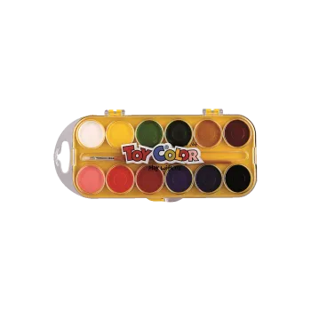 TOY COLOR ΝΕΡΟΧΡΩΜΑΤΑ ΜΕ ΠΙΝΕΛΟ ΠΛΑΣΤΙΚΟ BLISTER 12 ΧΡΩΜΑΤΑ Φ30mm PRIMARY ΑΣΣΟΡ? (Το προιόν πωλείται σε μεμονωμένα τεμάχια του ε
