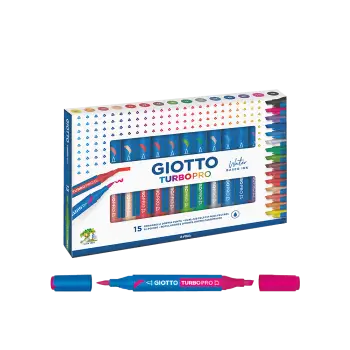 GIOTTO ΜΑΡΚΑΔΟΡΟΣ ΔΙΠΛΗ ΜΥΤΗ ΚΑΣΕΤΙΝΑ ΧΑΡΤΙΝΗ 15 ΧΡΩΜΑΤΑ TURBO PRO ΑΣΣΟΡΤ