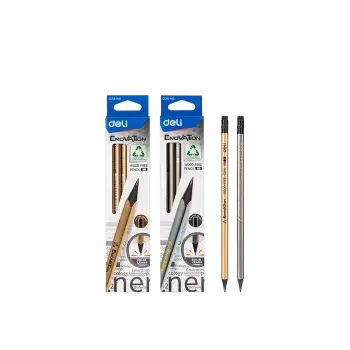 DELI ΜΟΛΥΒΙ ΤΡΙΓΩΝΙΚΟ ΜΕ ΓΟΜΑ HB WOOD-FREE BLISTER ENOVATION ΧΡΥΣΟ/ΑΣΗΜΙ 12 ΤΕΜΑΧΙ? (Το προιόν πωλείται σε μεμονωμένα τεμάχια το