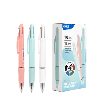 DELI ΣΤΥΛΟ BALLPOINT ΤΕΤΡΑΧΡΩΜΟ 1.0mm MACARON ΑΣΣΟΡΤΙ 12 ΤΕΜΑΧΙΑ (Το προιόν πωλείται σε μεμονωμένα τεμάχια του ενός)