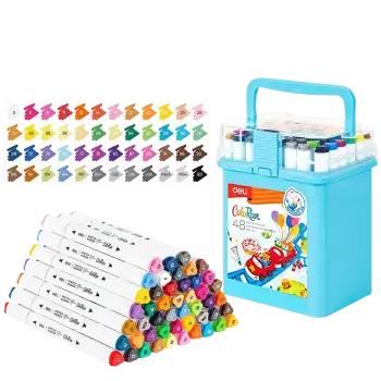 DELI ΜΑΡΚΑΔΟΡΟΣ ΕΞΑΓΩΝΙΚΟΣ WASHABLE ΘΗΚΗ ΠΛΑΣΤΙΚΗ 48 ΧΡΩΜΑΤΑ 1.0-5mm COLORUN