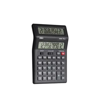 DELI ΑΡΙΘΜΟΜΗΧΑΝΗ 12 ΨΗΦΙΩΝ ΔΙΠΛΗ ΟΘΟΝΗ 20.2x13.5x2.85cm ΜΑΥΡΗ