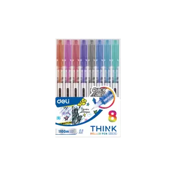 DELI ΣΤΥΛΟ ROLLER ΥΓΡΗΣ ΜΕΛΑΝΗΣ ΜΕ ΚΑΠΑΚΙ 0.5mm 8Τ THINK ΑΣΣΟΡΤΙ