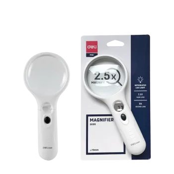 DELI ΦΑΚΟΣ ΜΕΓΕΘΥΝΤΙΚΟΣ LED 2.5x ΠΛΑΣΤΙΚΟΣ BLISTER 70mm ΛΕΥΚΟΣ