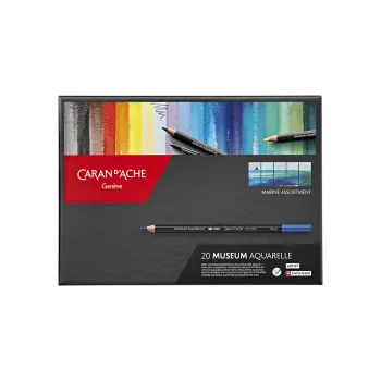CARAN D'ACHE ΚΡΑΙΓΙΟΝ ΑΚΟΥΑΡΕΛΑΣ ΚΟΥΤΙ ΧΑΡΤΙΝΟ 20 ΧΡΩΜΑΤΑ Φ3.8mm MUSEUM AQUARELLE