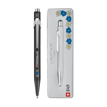 CARAN D'ACHE ΣΤΥΛΟ BALLPOINT ΜΕΤΑΛΛΙΚΟ ΜΠΛΕ ΜΕΛΑΝΙ ΣΕ ΜΕΤΑΛΛΙΚΟ ΚΟΥΤΙ MEDIUM 849