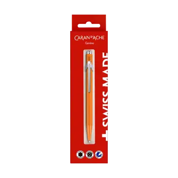 CARAN D'ACHE ΣΤΥΛΟ BALLPOINT ΜΕΤΑΛΛΙΚΟ ΜΠΛΕ ΜΕΛΑΝΙ BLISTER MEDIUM FLUO ΠΟΡΤΟΚΑΛΙ
