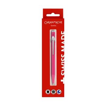 CARAN D'ACHE ΣΤΥΛΟ BALLPOINT ΜΕΤΑΛΛΙΚΟ ΜΠΛΕ ΜΕΛΑΝΙ BLISTER MEDIUM FLUO ΡΟΖ