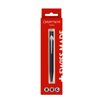 CARAN D'ACHE ΣΤΥΛΟ BALLPOINT ΜΕΤΑΛΛΙΚΟ ΜΠΛΕ ΜΕΛΑΝΙ BLISTER MEDIUM ΜΑΥΡΟ