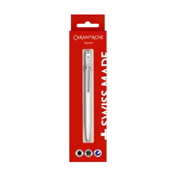 CARAN D'ACHE ΣΤΥΛΟ BALLPOINT ΜΕΤΑΛΛΙΚΟ ΜΠΛΕ ΜΕΛΑΝΙ BLISTER MEDIUM ΛΕΥΚΟ