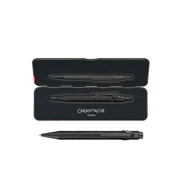 CARAN D'ACHE ΣΤΥΛΟ BALLPOINT ΜΑΥΡΟ ΜΕΛΑΝΙ ΜΕΤΑΛΛΙΚΟ ΣΕ ΜΕΤΑΛΛΙΚΟ ΚΟΥΤΙ MEDIUM 8