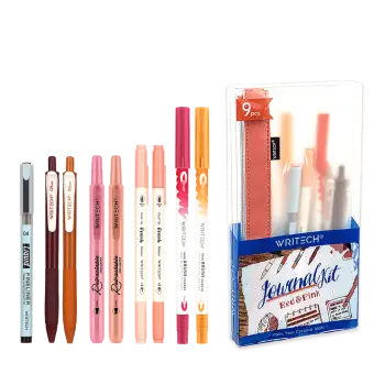 WRITECH ΚΑΣΕΤΙΝΑ ΓΕΜΑΤΗ ΣΕΤ 9 ΤΕΜΑΧΙΩΝ JOURNAL KIT ΚΟΚΚΙΝΟ & ΡΟΖ