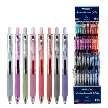 WRITECH ΒΙΤΡΙΝΑ ΓΕΜΑΤΗ ΣΤΥΛΟ GEL ΚΟΥΜΠΙ 0.7mm RAINBOW 96 ΤΕΜΑΧΙΑ (Το προιόν πωλείται σε μεμονωμένα τεμάχια του ενός)