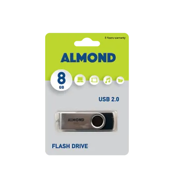 ALMOND FLASH DRIVE USB 2.0 8GB TWISTER ΜΑΥΡΟ