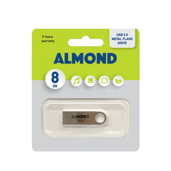 ALMOND FLASH DRIVE USB 2.0 8GB ΜΕΤΑΛΛΙΚΟ MINI