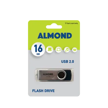 ALMOND FLASH DRIVE USB 2.0 16GB TWISTER ΜΑΥΡΟ