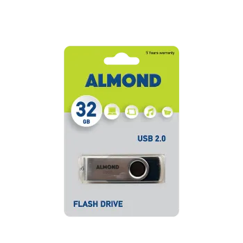 ALMOND FLASH DRIVE USB 2.0 32GB TWISTER ΜΑΥΡΟ