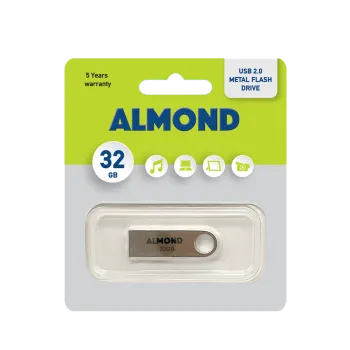 ALMOND FLASH DRIVE USB 2.0 32GB ΜΕΤΑΛΛΙΚΟ MINI